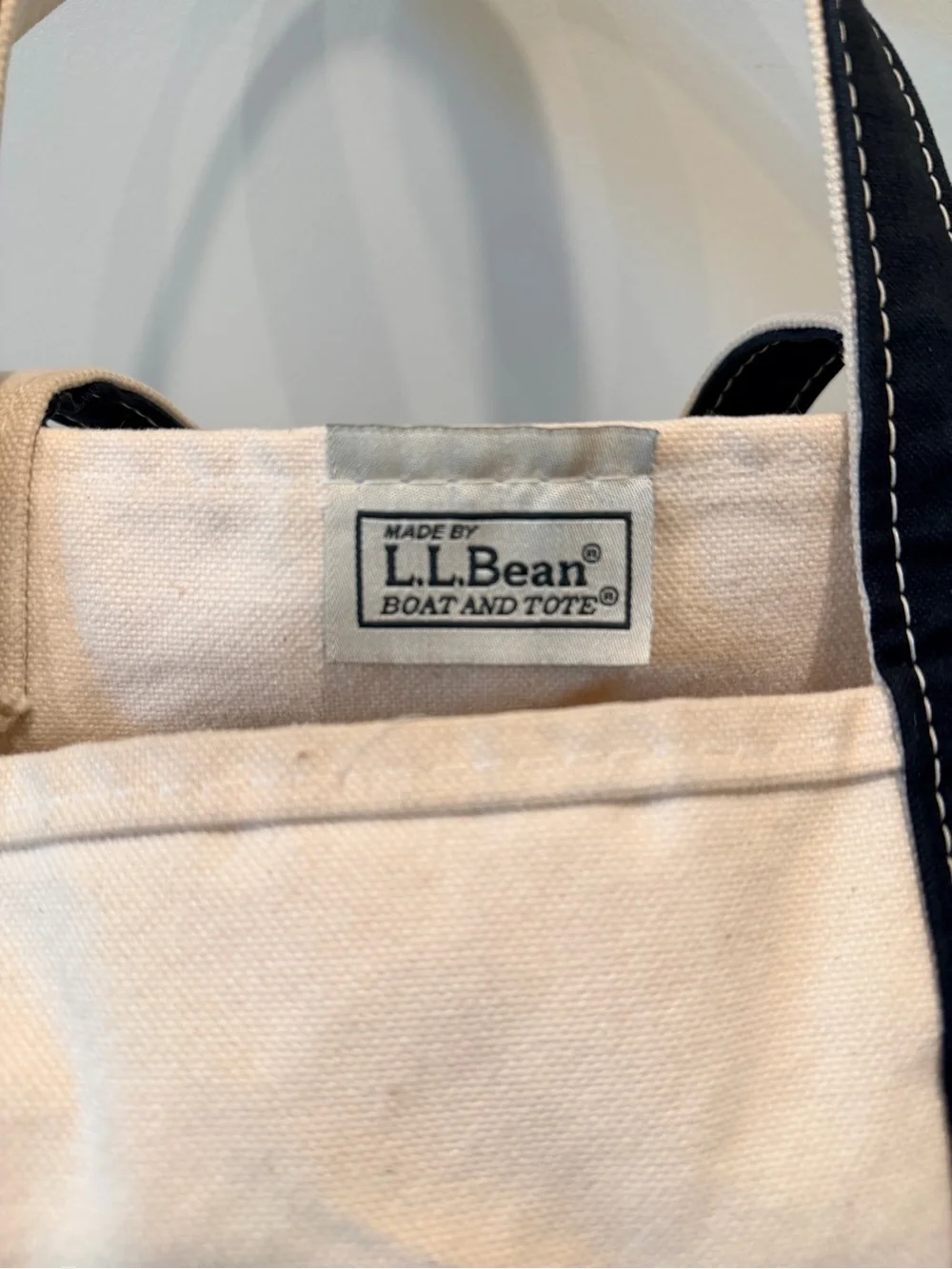 Vintage 90s L.L. Bean Boat and Tote Canvas Large Navy Blue Open Top Monogram
